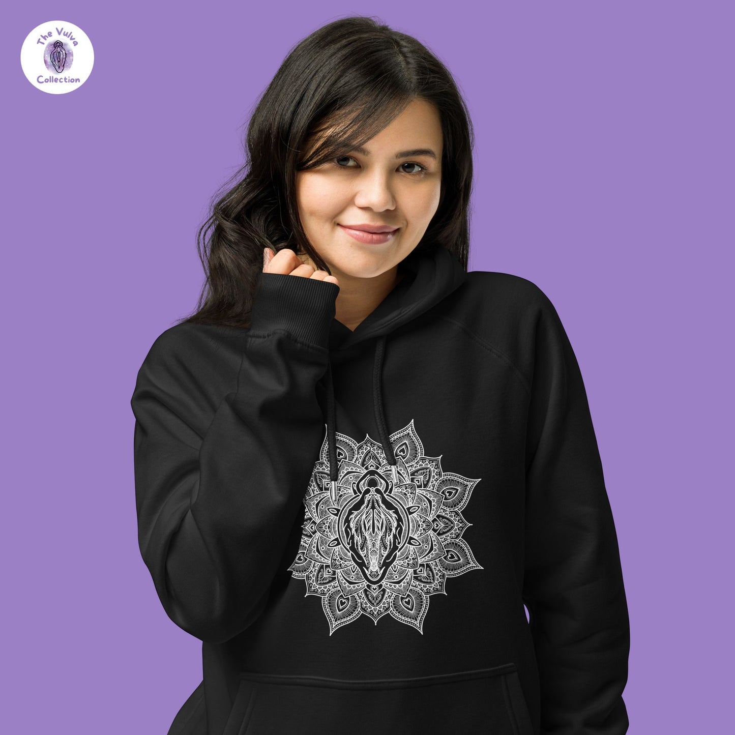 Vulva Mandala White Design Unisex Eco Hoodie