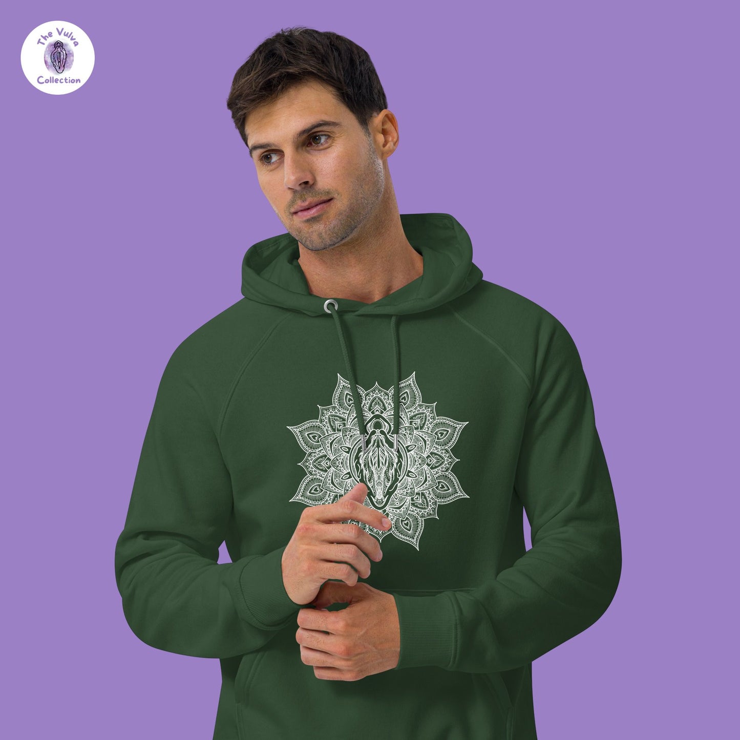 Vulva Mandala White Design Unisex Eco Hoodie