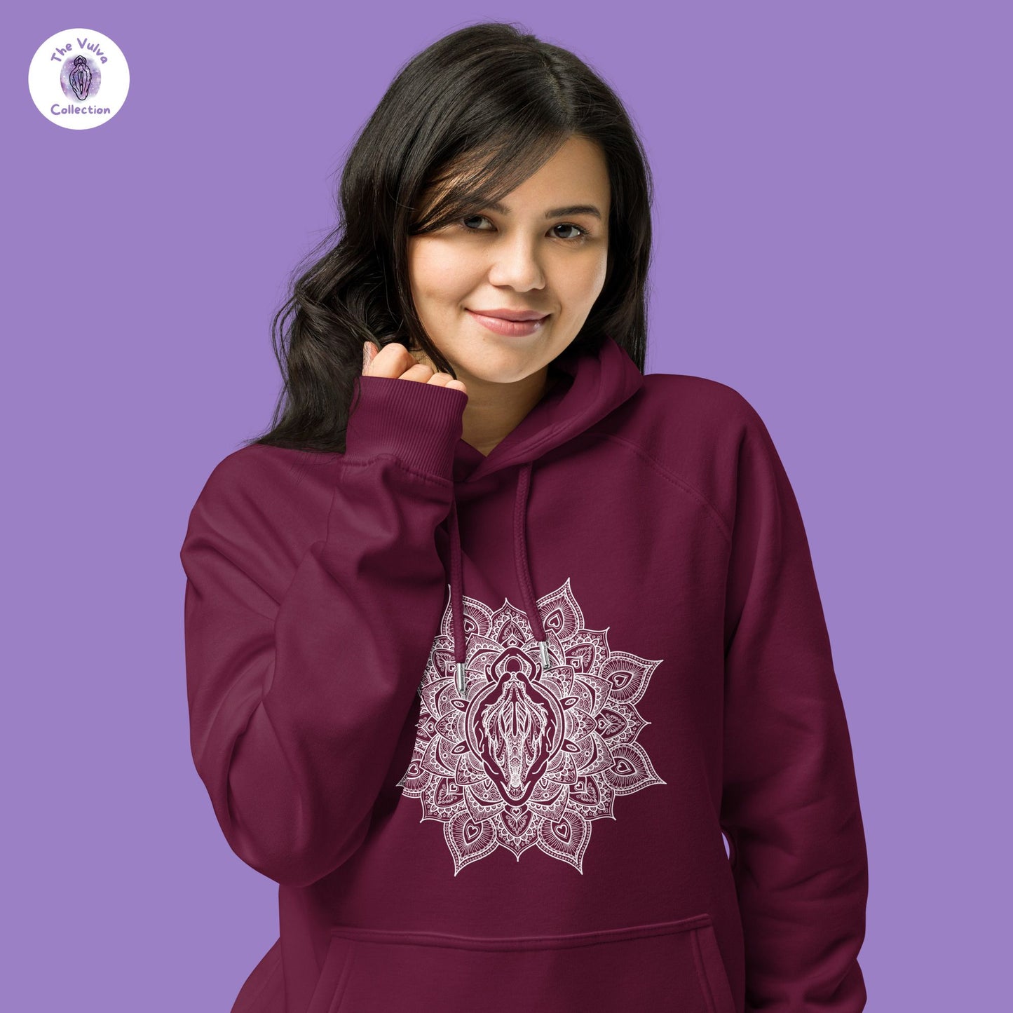 Vulva Mandala White Design Unisex Eco Hoodie