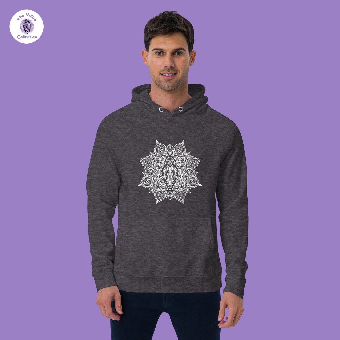Vulva Mandala White Design Unisex Eco Hoodie
