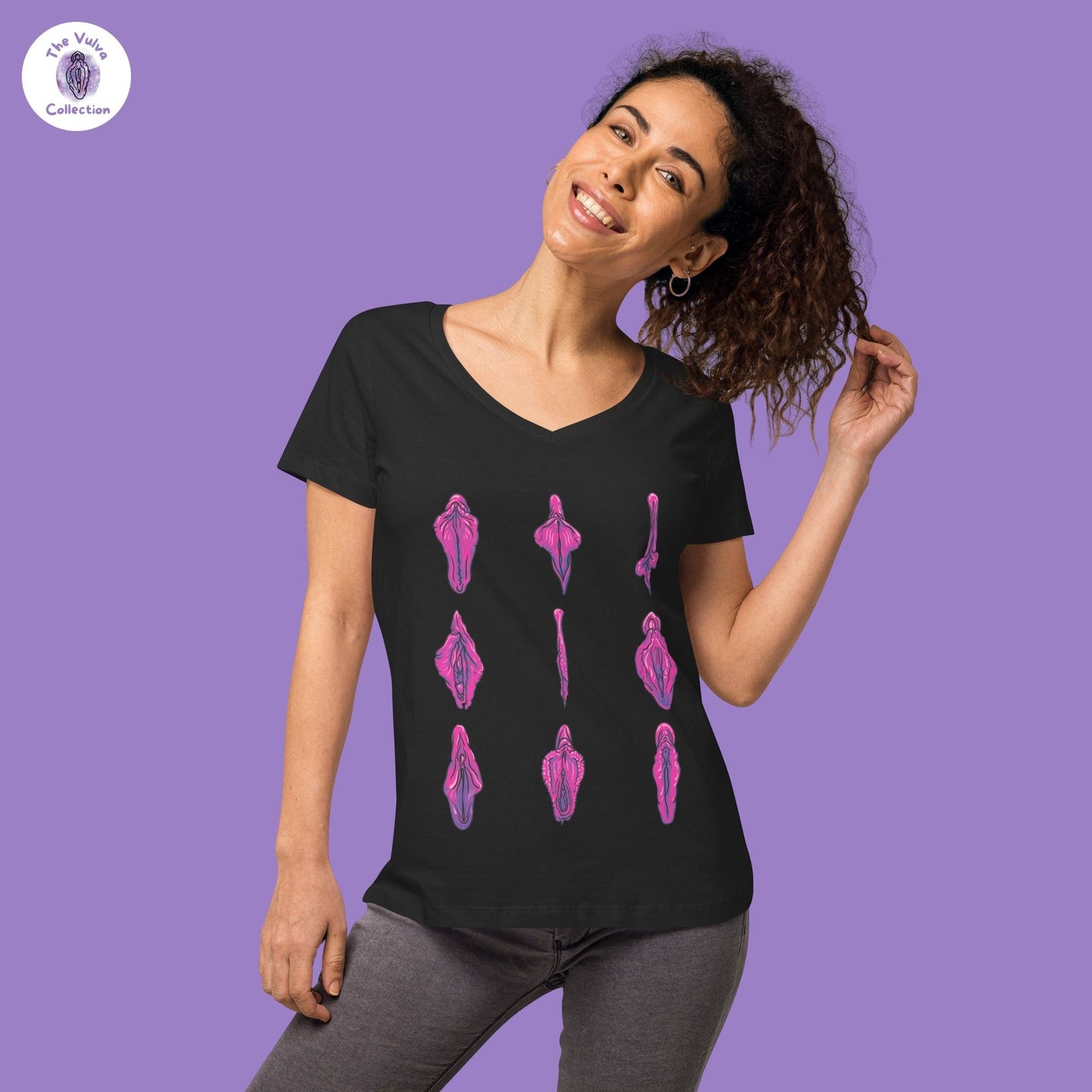 Vulva T-Shirt "My Friends And I" Pink Organic V-Neck