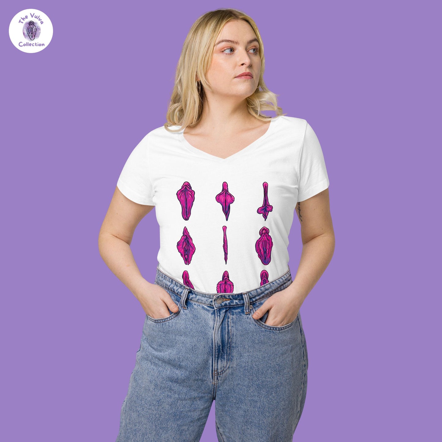Vulva T-Shirt "My Friends And I" Pink Organic V-Neck