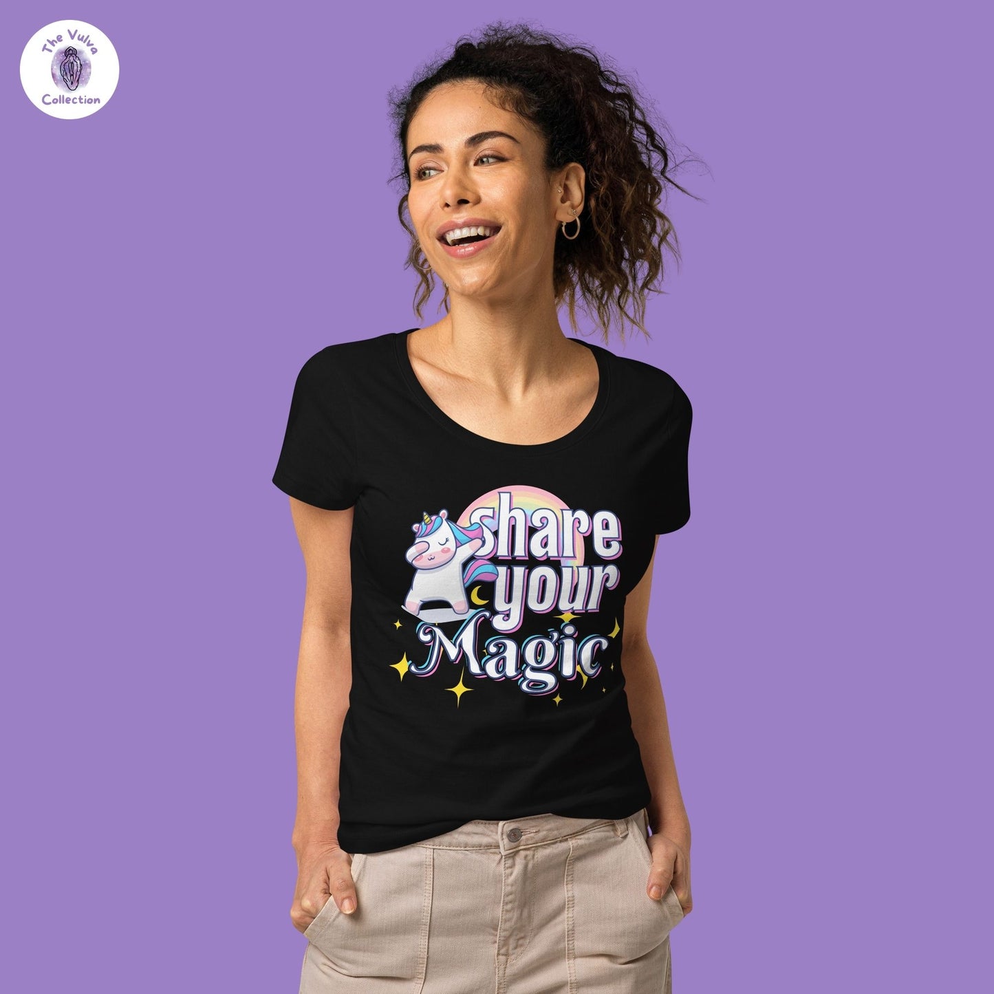 Share Your Magic Unicorn Slim Fit Organic Round Collar T-Shirt