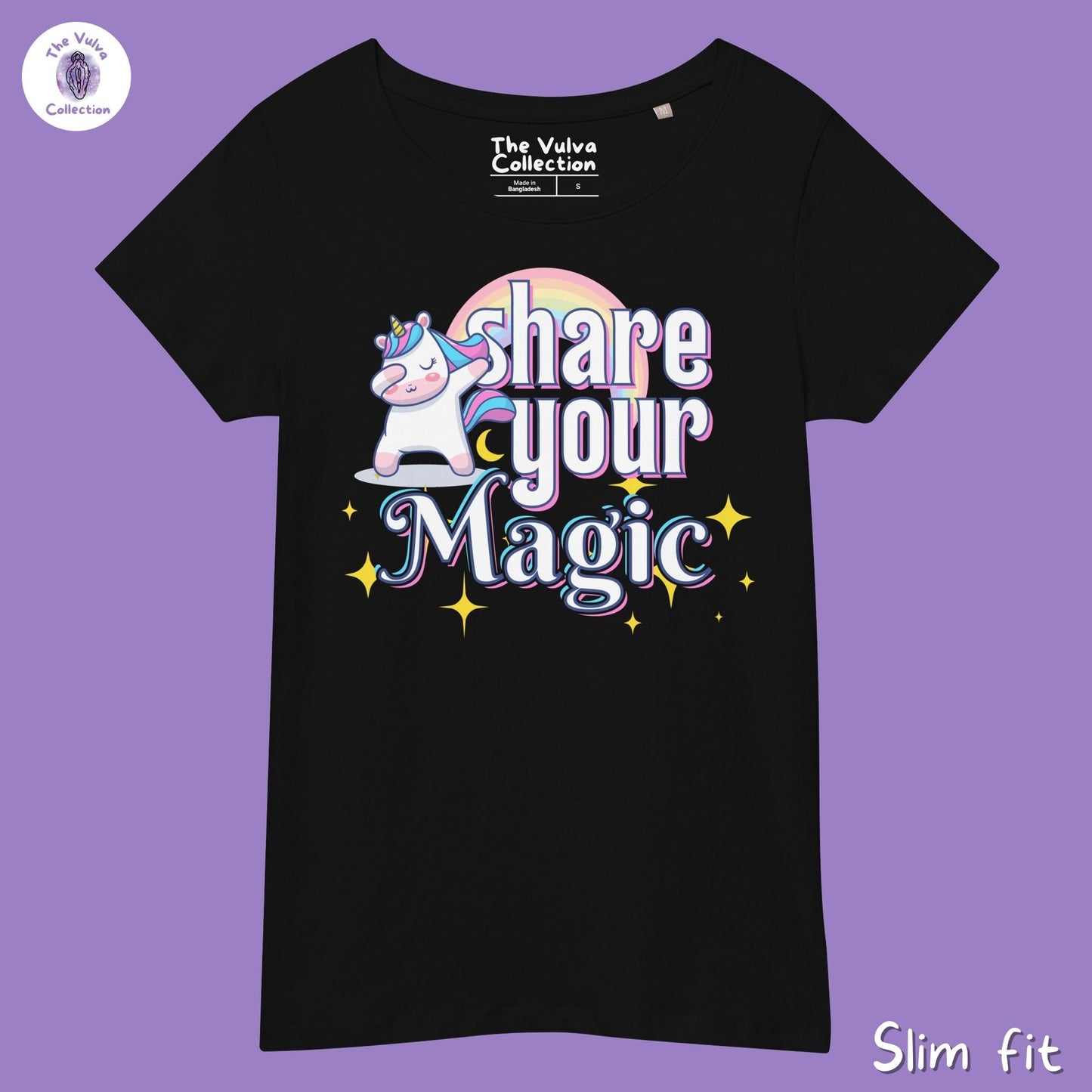 Share Your Magic Unicorn Slim Fit Organic Round Collar T-Shirt