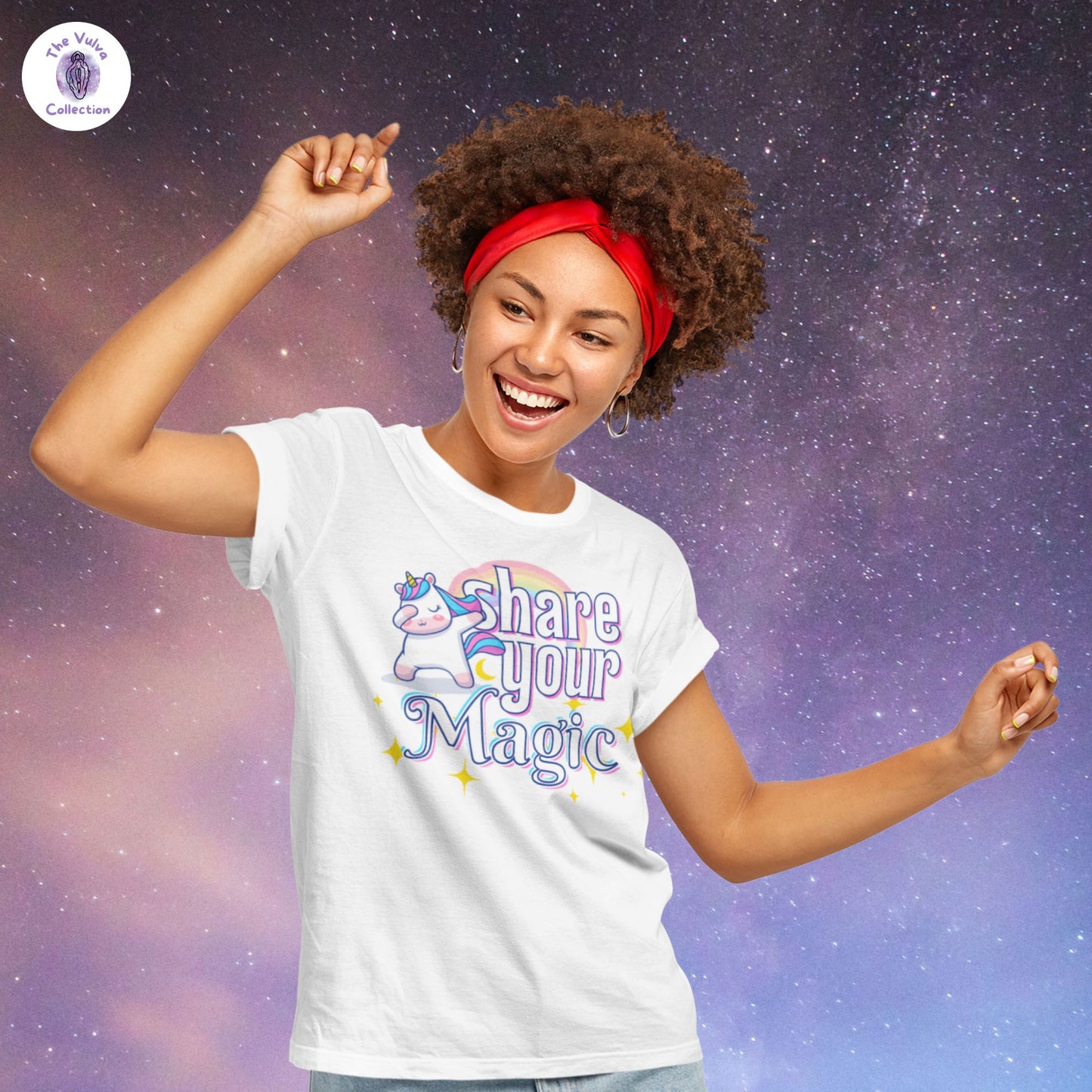 Share Your Magic Unicorn Slim Fit Organic Round Collar T-Shirt