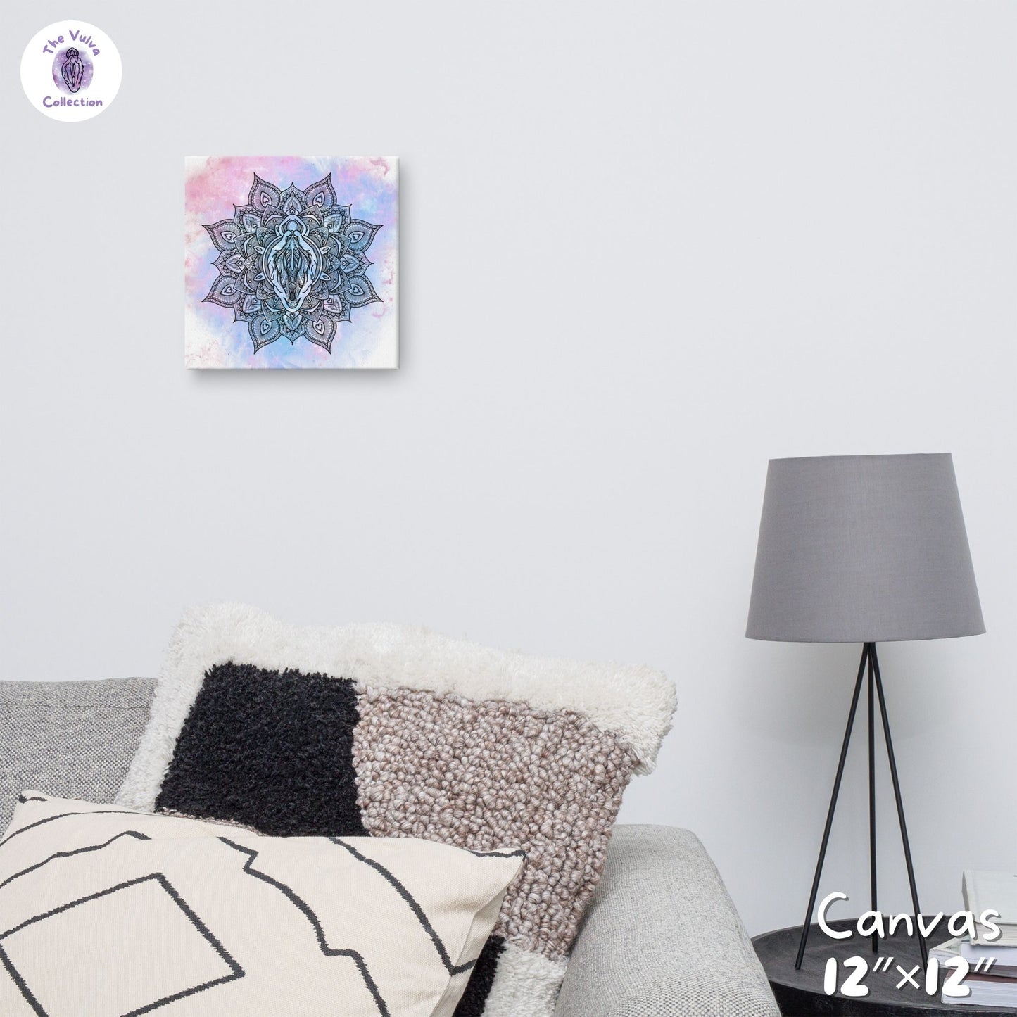 Vulva Mandala Blue & Red Galaxy Canvas Wall Art