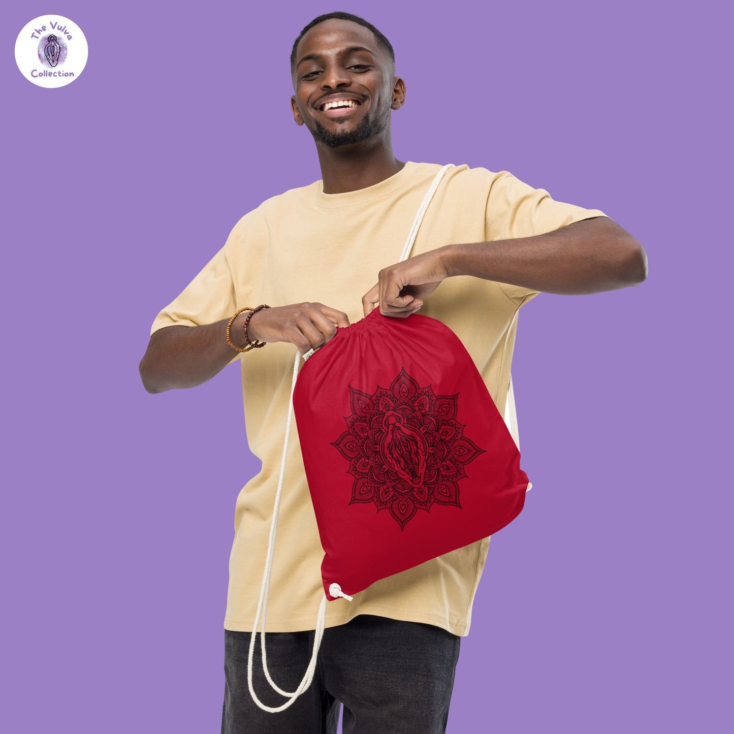 Vulva Mandala Drawstring Bag