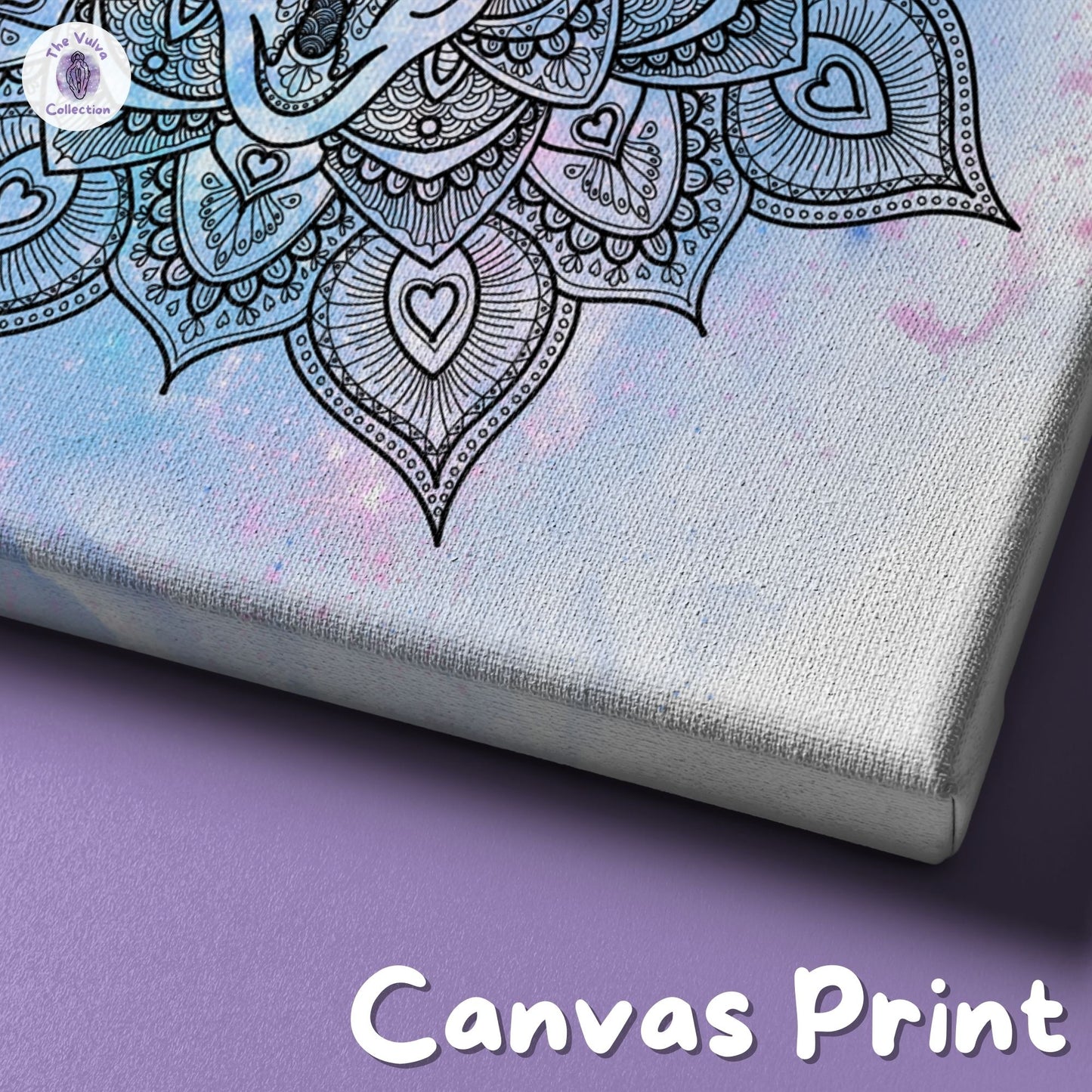 Vulva Mandala Blue & Red Galaxy Canvas Wall Art