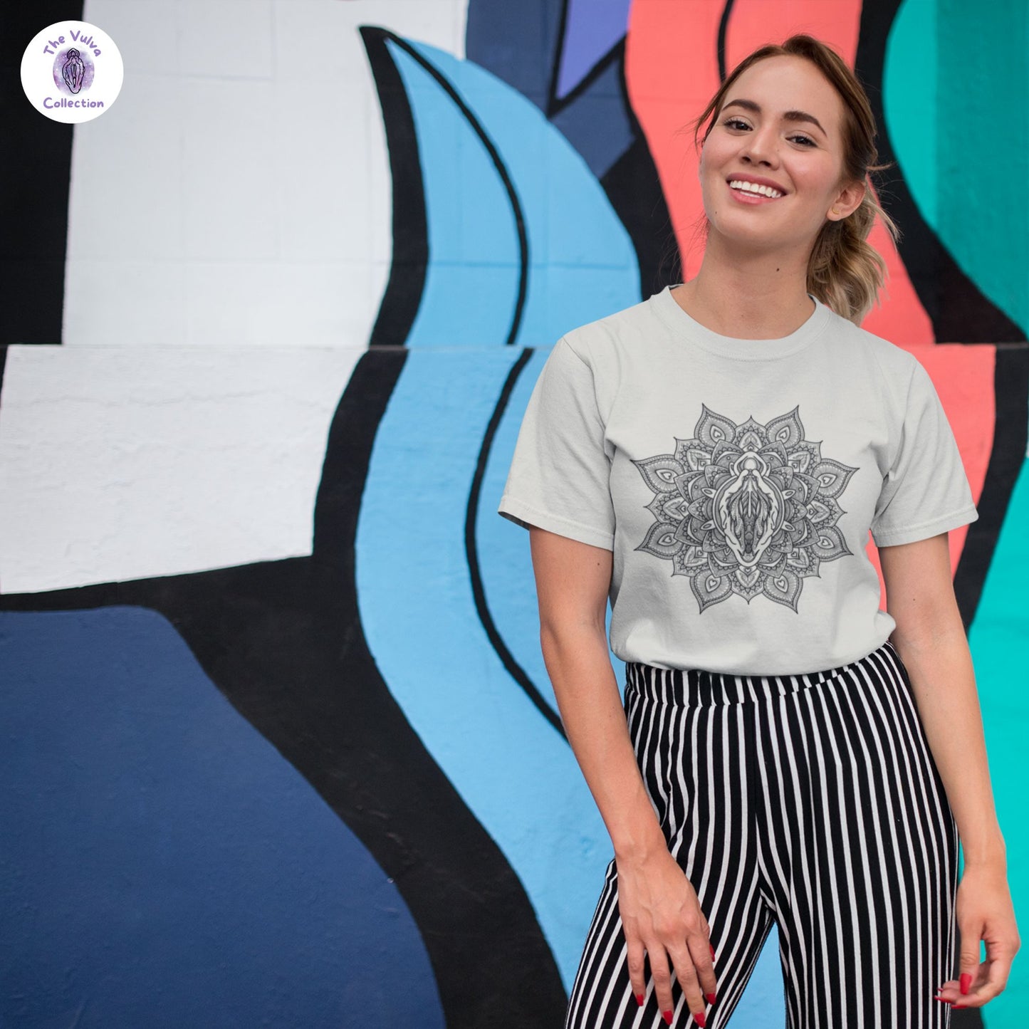 Vulva Mandala Slim Fit Organic Round Collar T-Shirt