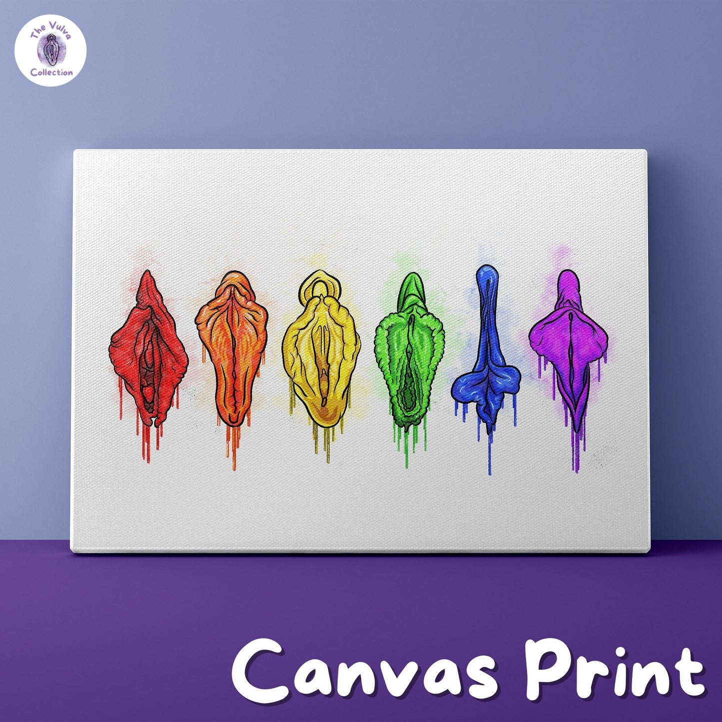 Vulva Pride LGBTQ Rainbow Canvas Wall Art