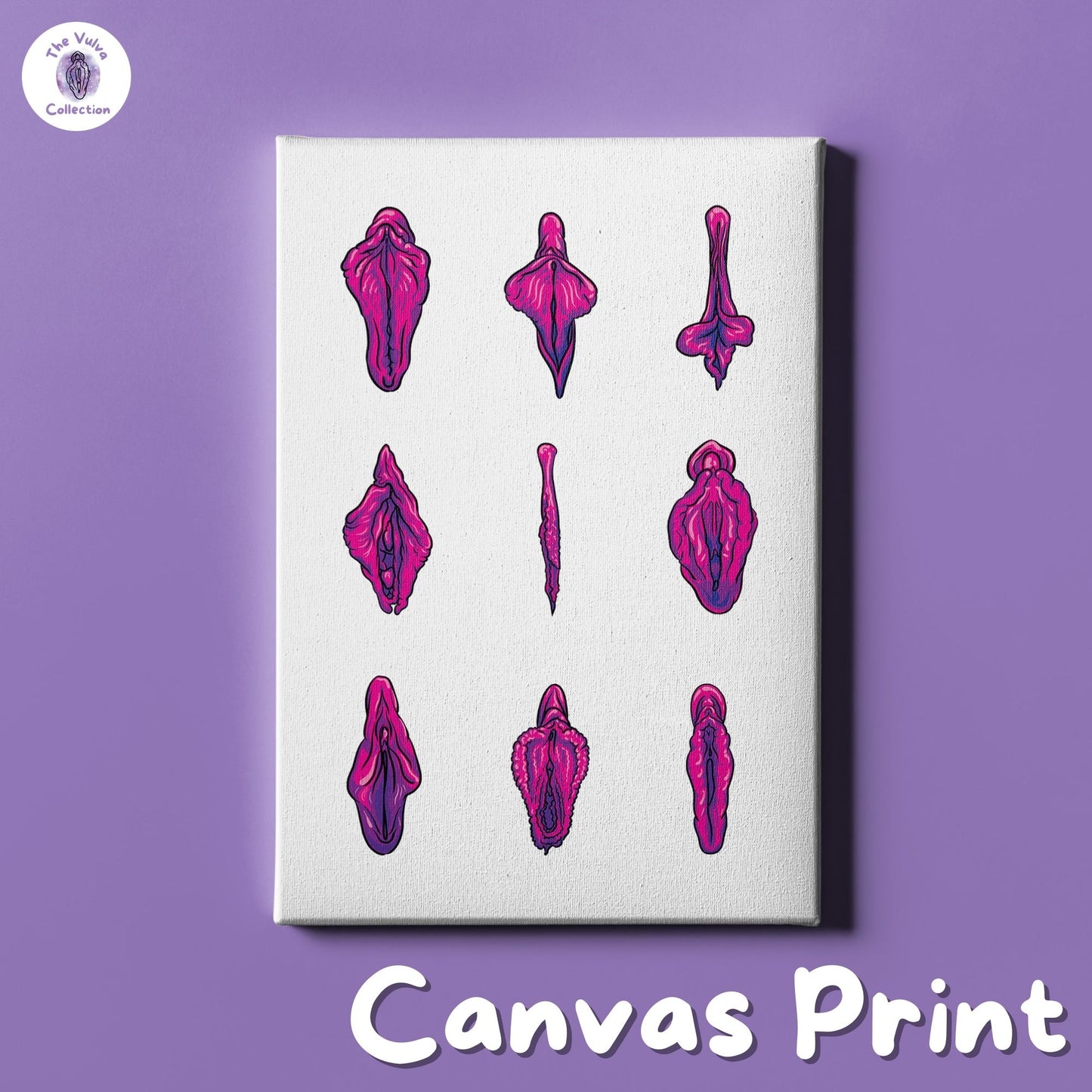 Pink Vulva Canvas Wall Art - 24 x 36 in