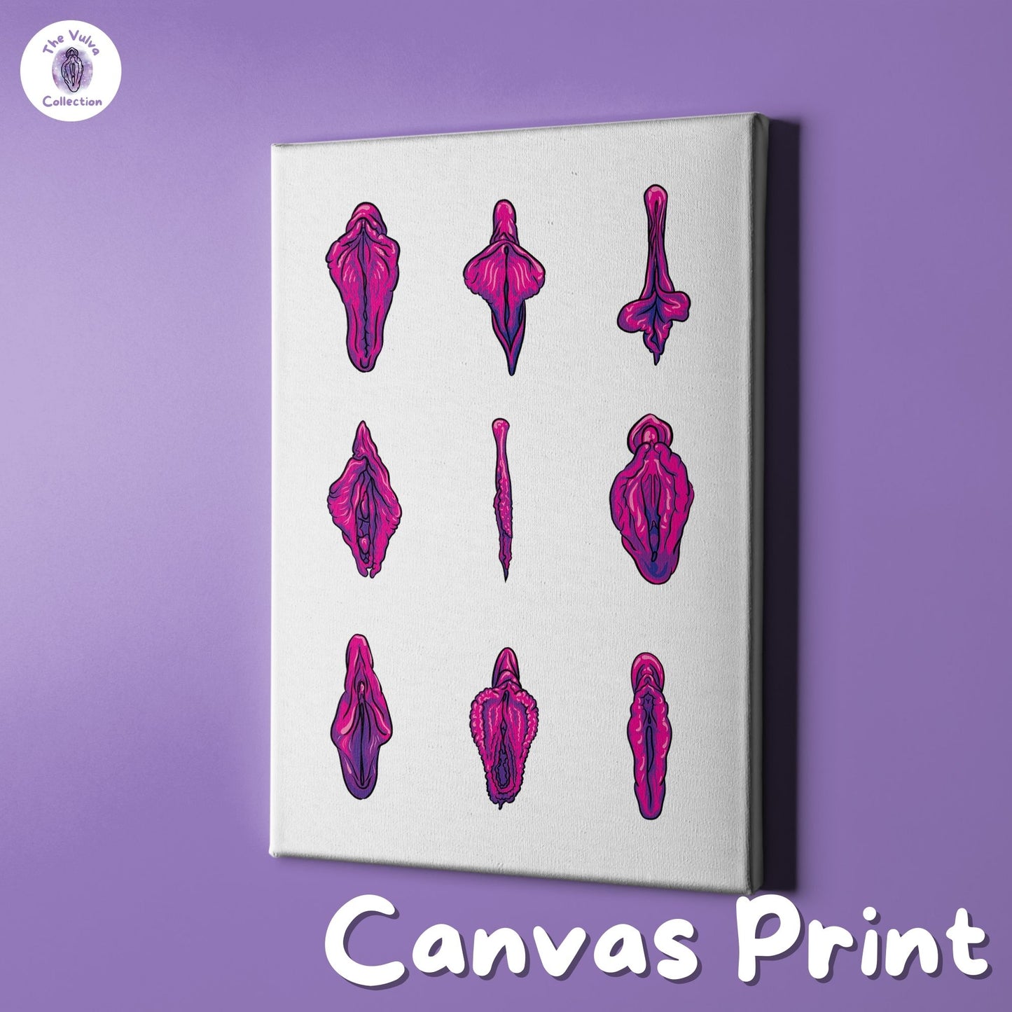 Pink Vulva Canvas Wall Art - 24 x 36 in