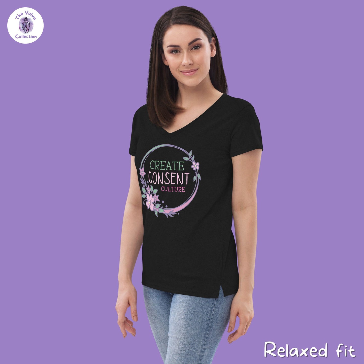 Consent Culture Floral Recycled V-Neck T-Shirt