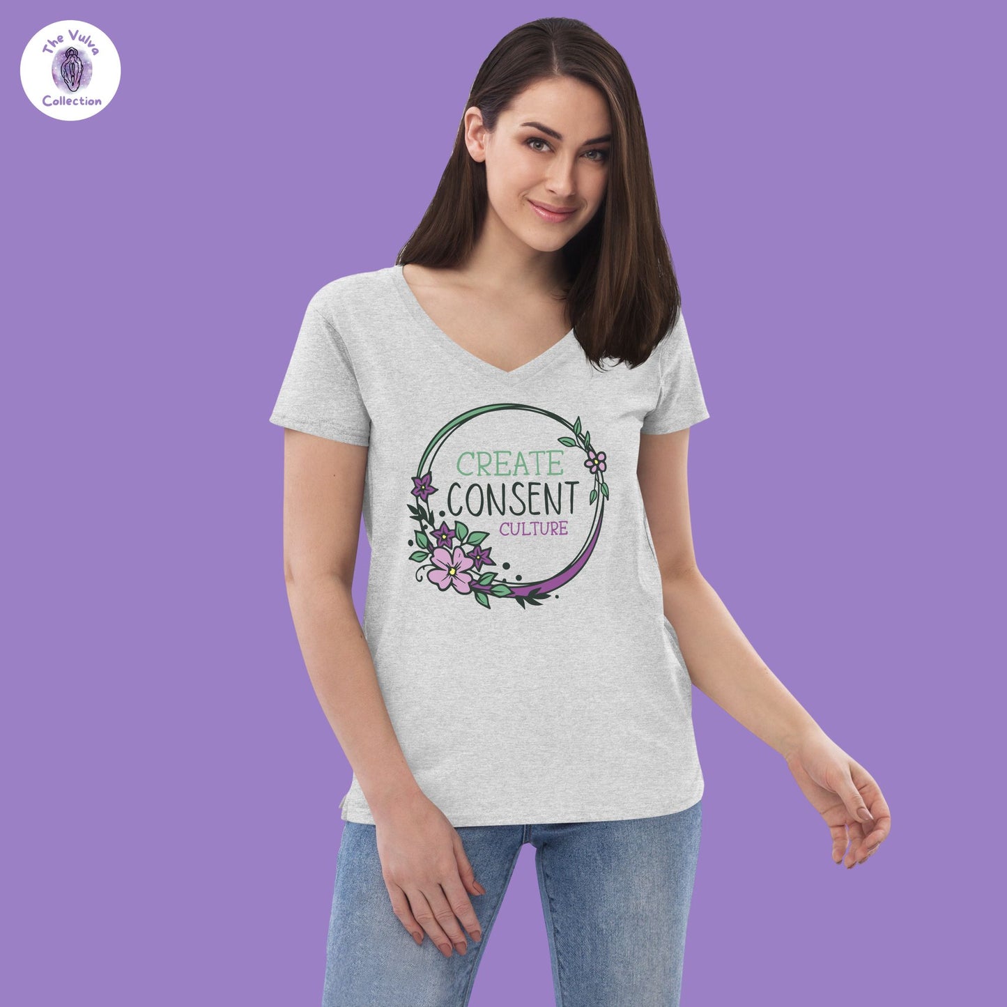 Consent Culture Floral Recycled V-Neck T-Shirt
