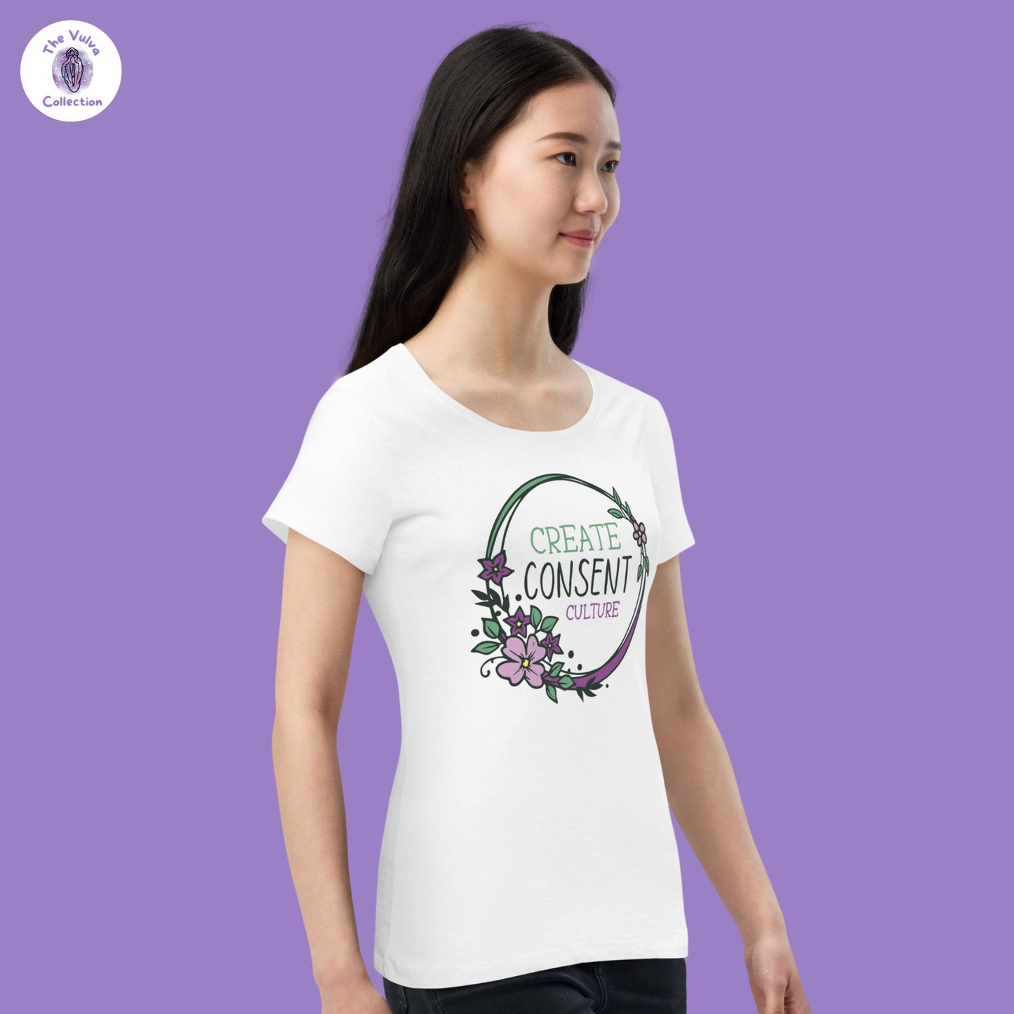 Consent Culture Floral Slim Fit Organic Round Collar T-Shirt