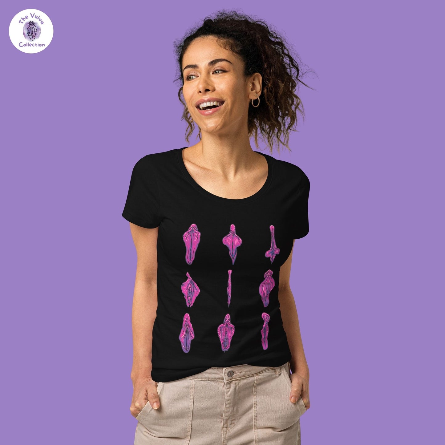Vulva T-Shirt "My Friends and I" Pink Slim Fit Organic Round Collar