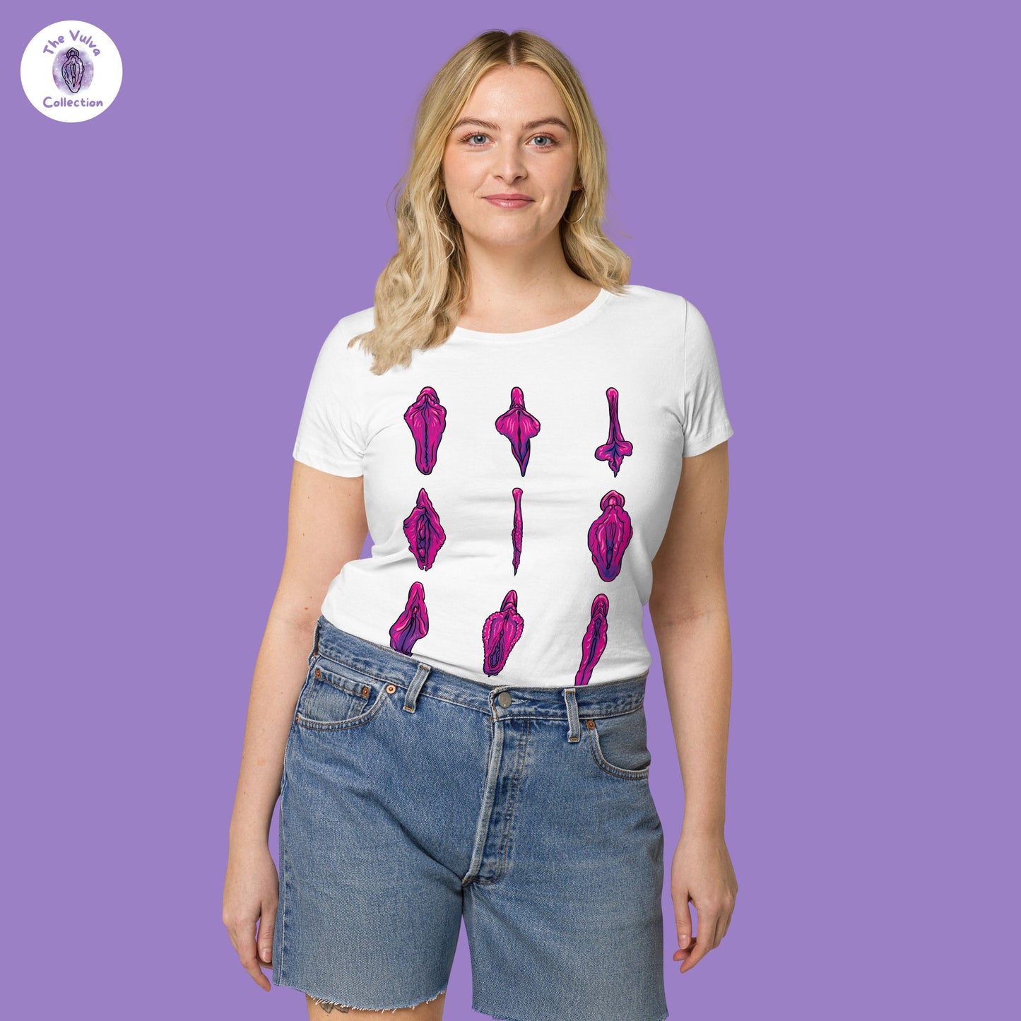 Vulva T-Shirt "My Friends and I" Pink Slim Fit Organic Round Collar