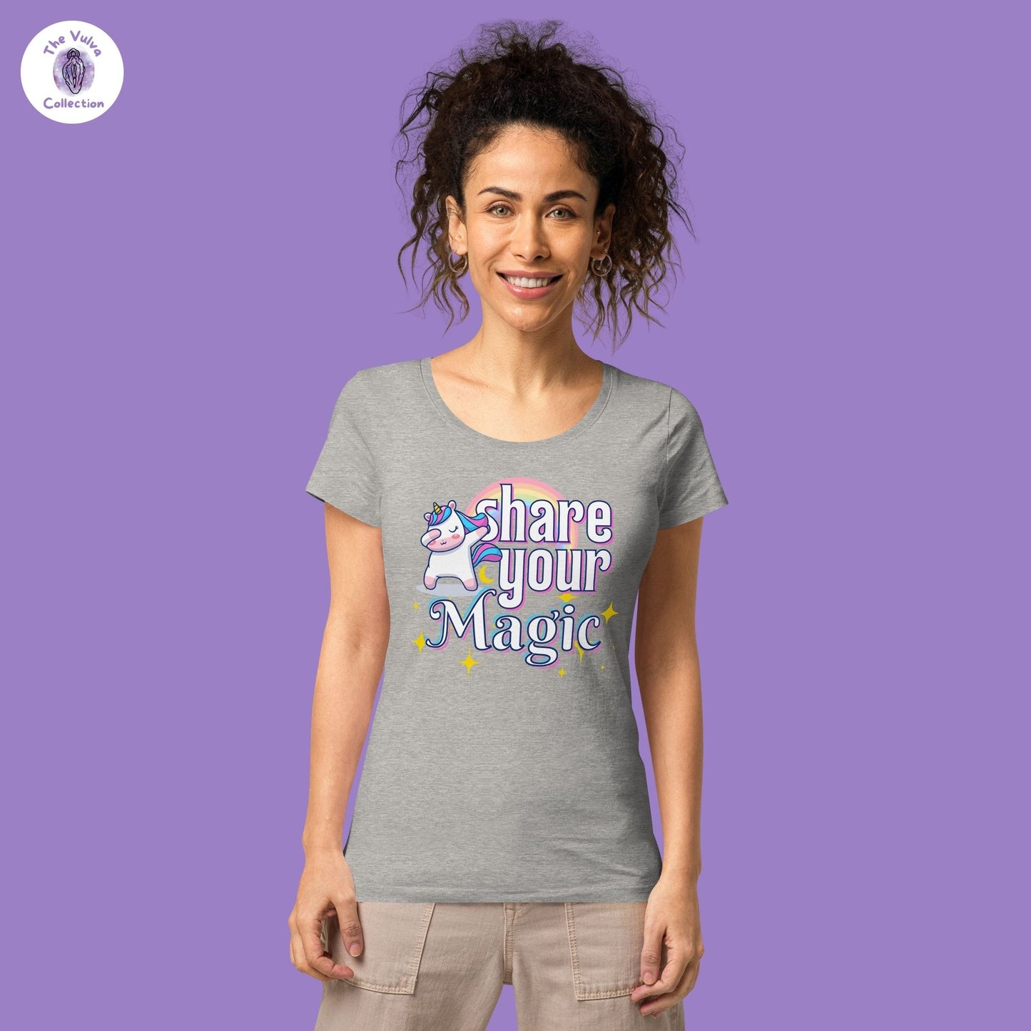 Share Your Magic Unicorn Slim Fit Organic Round Collar T-Shirt