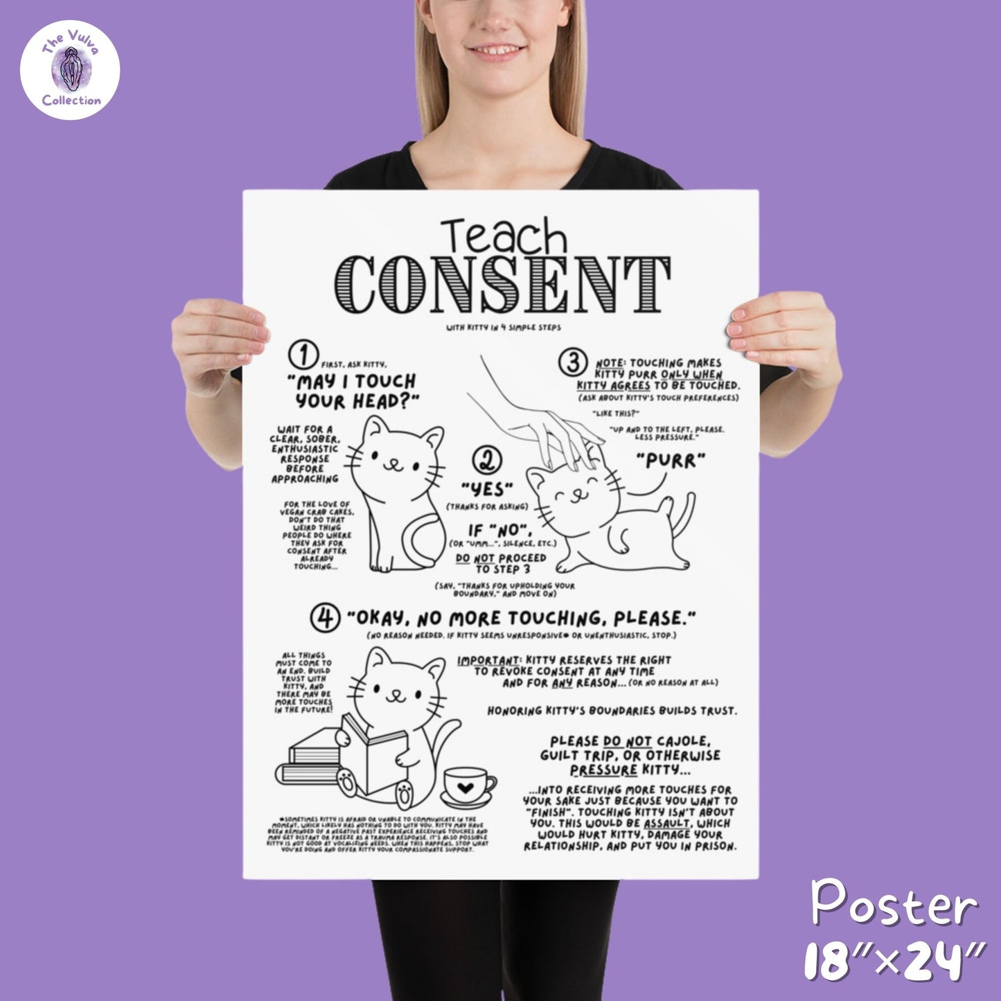 Teach Consent Kitty Poster