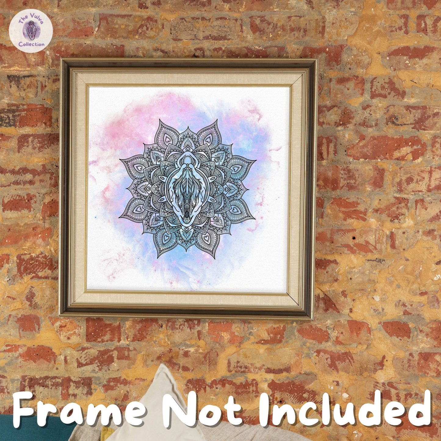 Vulva Mandala Blue & Red Galaxy Poster Wall Art