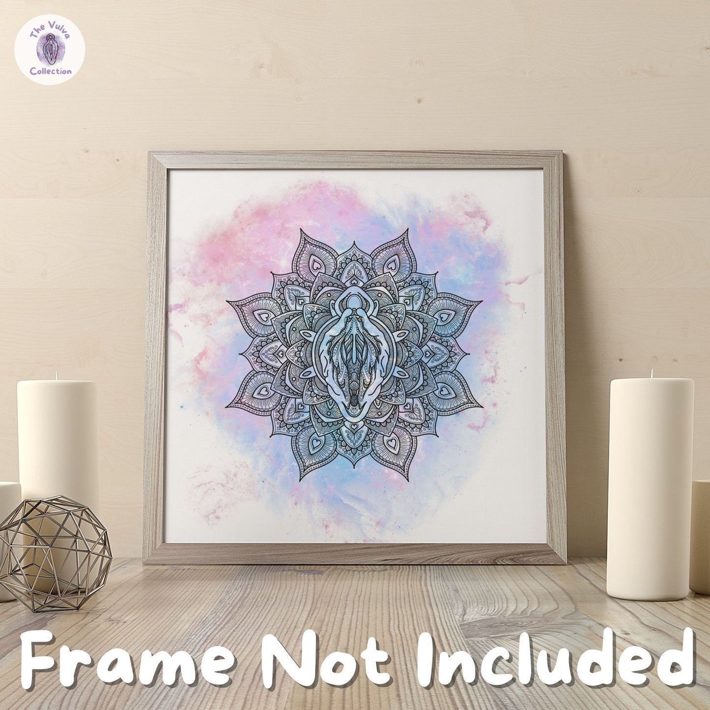 Vulva Mandala Blue & Red Galaxy Poster Wall Art