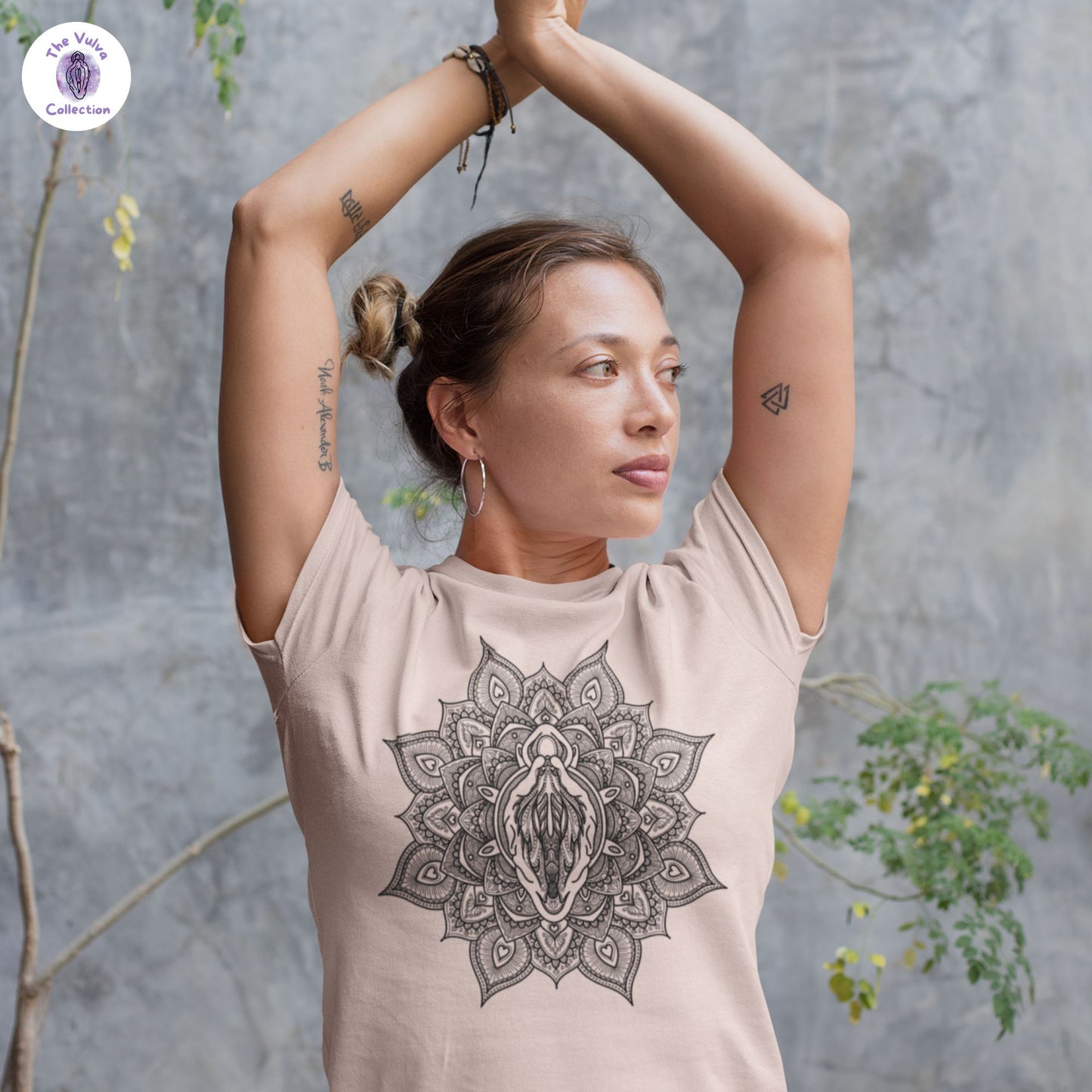Vulva Mandala Slim Fit Organic Round Collar T-Shirt