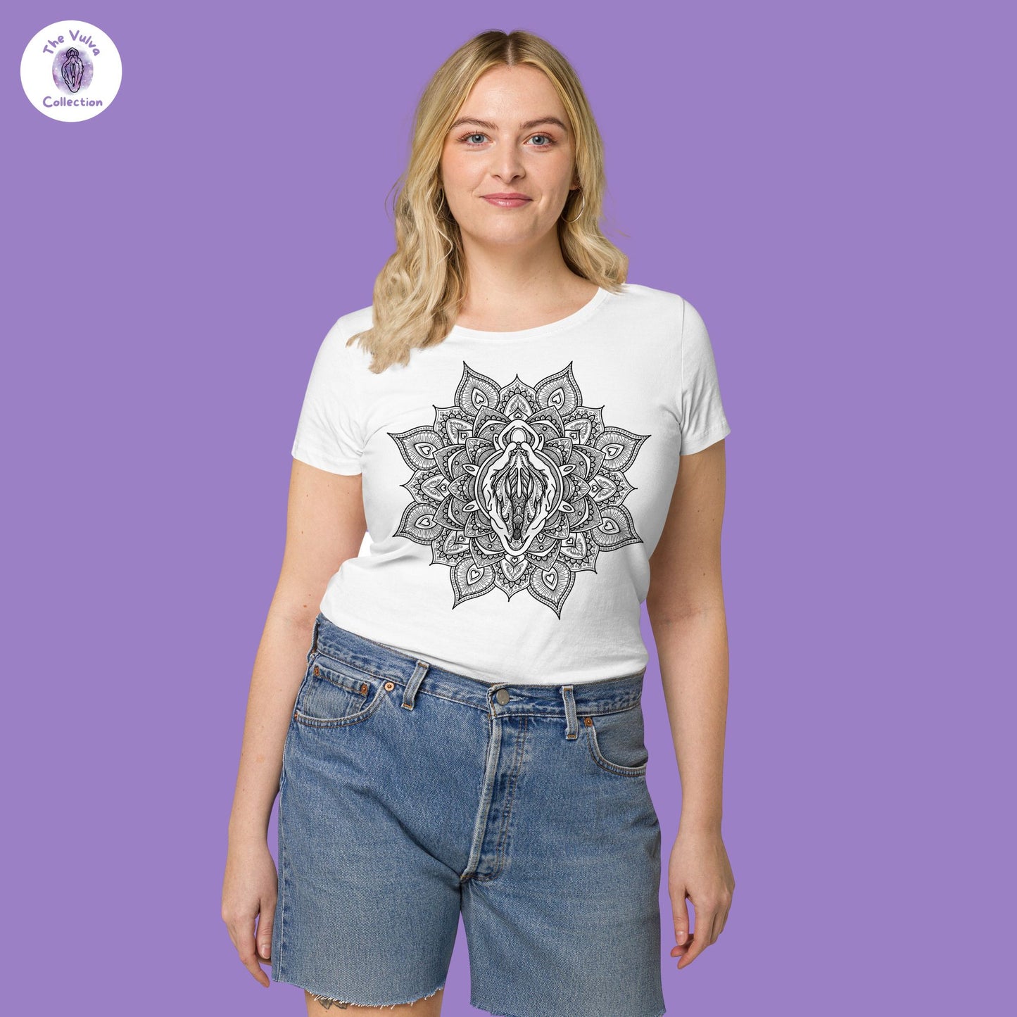Vulva Mandala Slim Fit Organic Round Collar T-Shirt