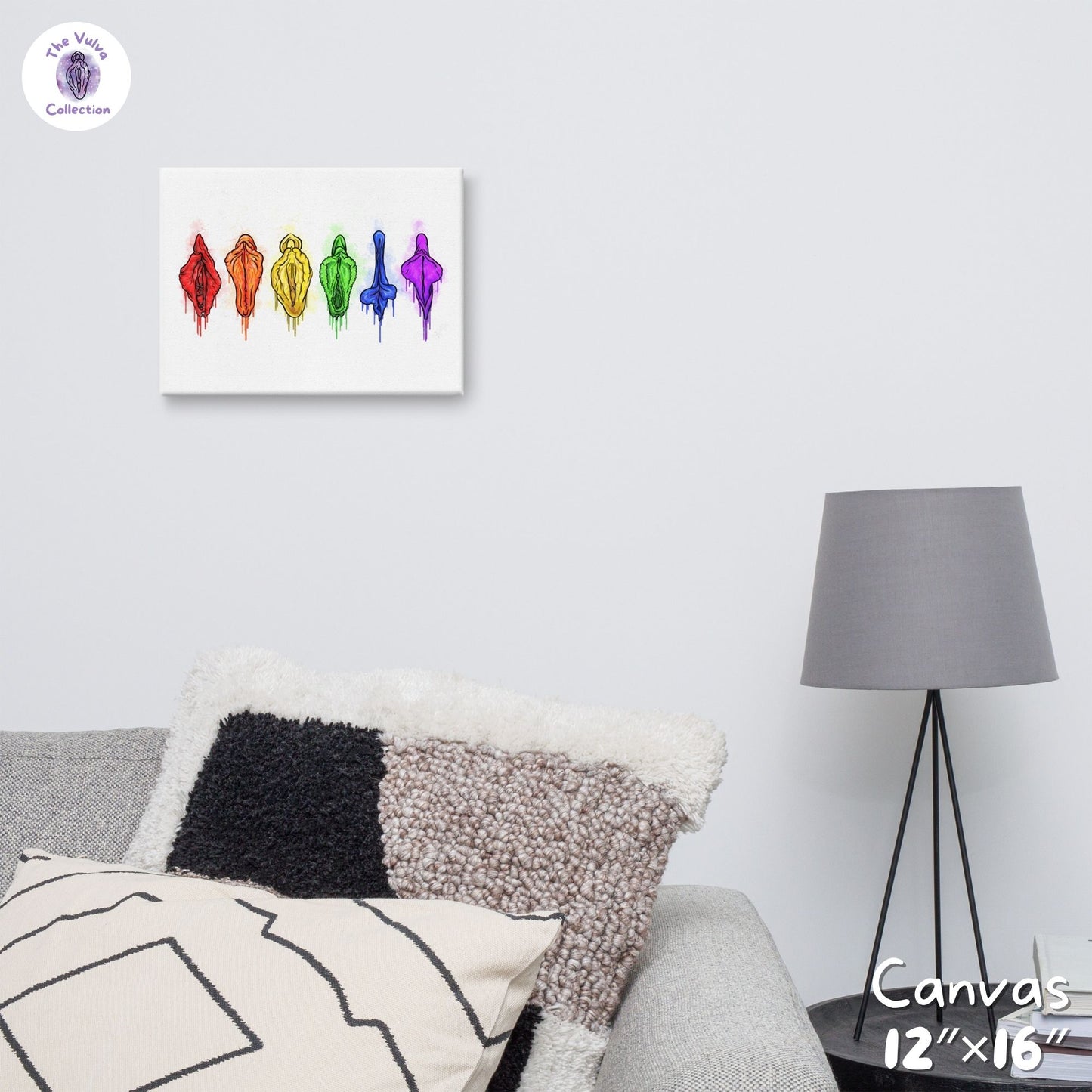 Vulva Pride LGBTQ Rainbow Canvas Wall Art