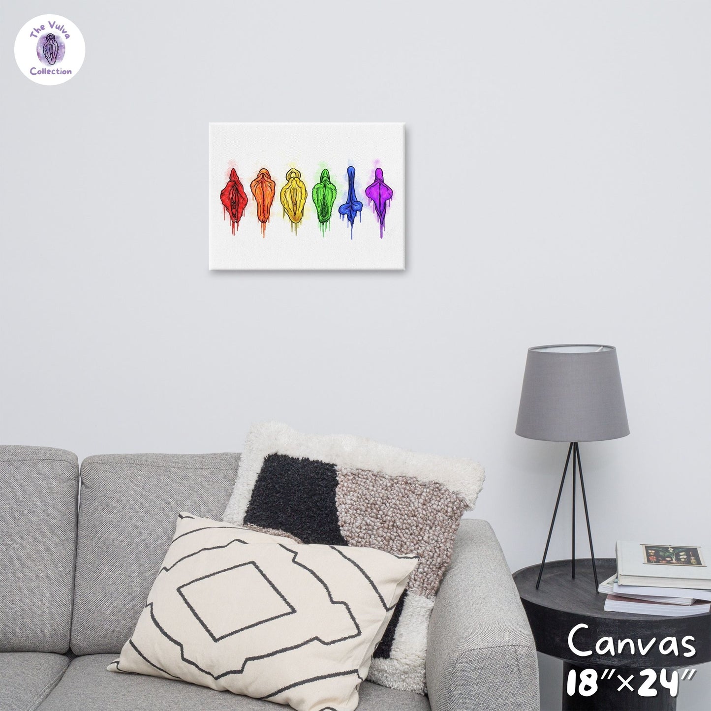 Vulva Pride LGBTQ Rainbow Canvas Wall Art