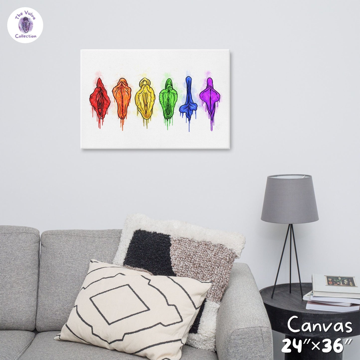 Vulva Pride LGBTQ Rainbow Canvas Wall Art