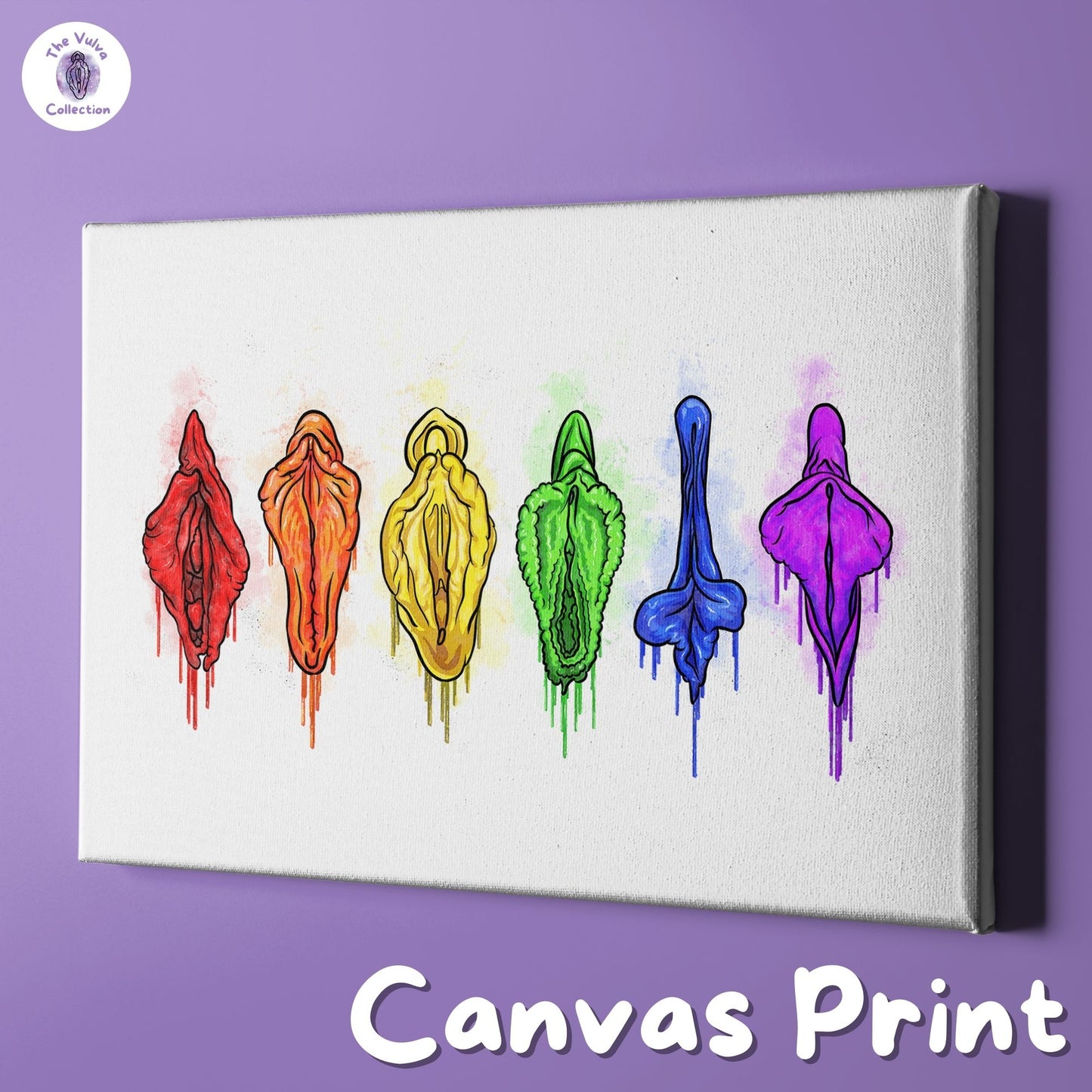 Vulva Pride LGBTQ Rainbow Canvas Wall Art